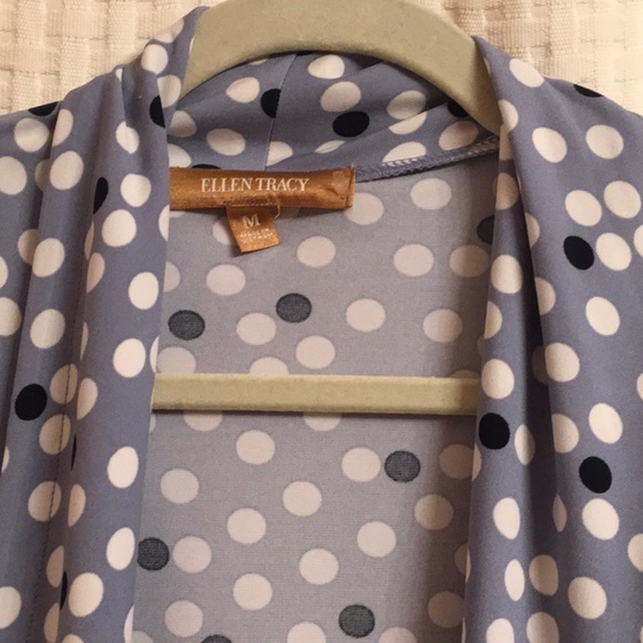 Ellen Tracy Jacket women's size medium Blue White Circles coverup topper‎ - Picture 6 of 15